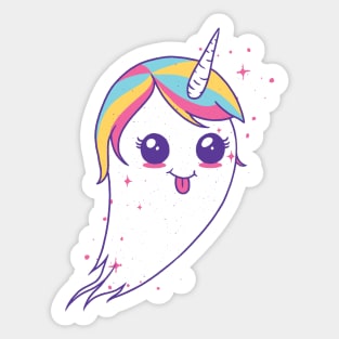 Kawaii Unicorn Ghost Sticker